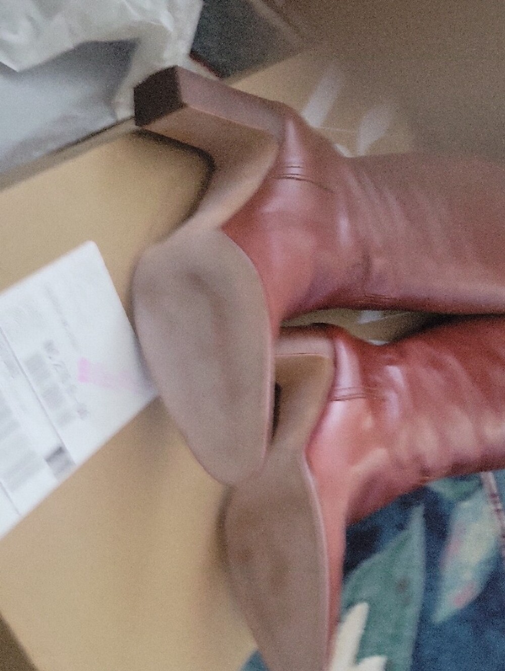 Zara Tall Leather Knee-High Boots in Chestnut Red-Brown - Picture 4 of 5